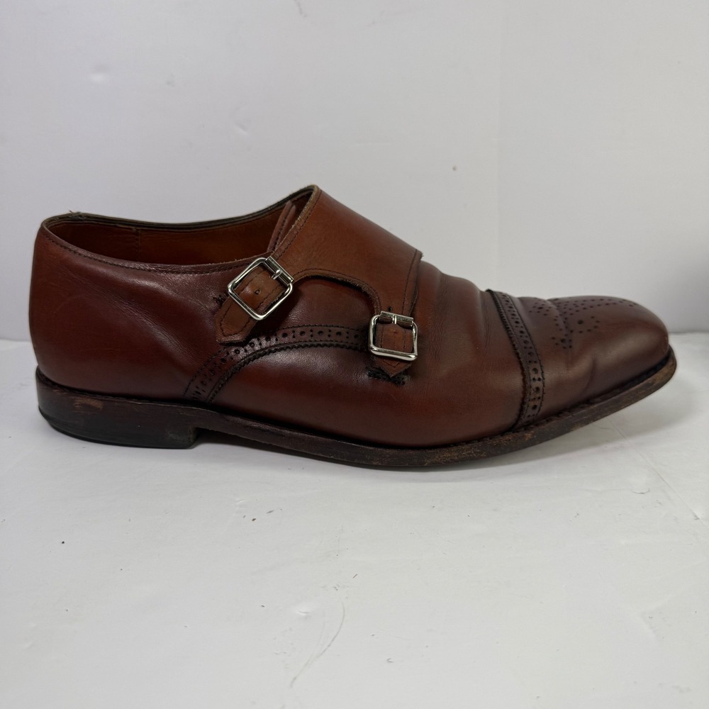 Allen Edmonds St. Johns Monk Strap Mens 10.5‎ Brown Leather Brogue Cap Toe Shoes